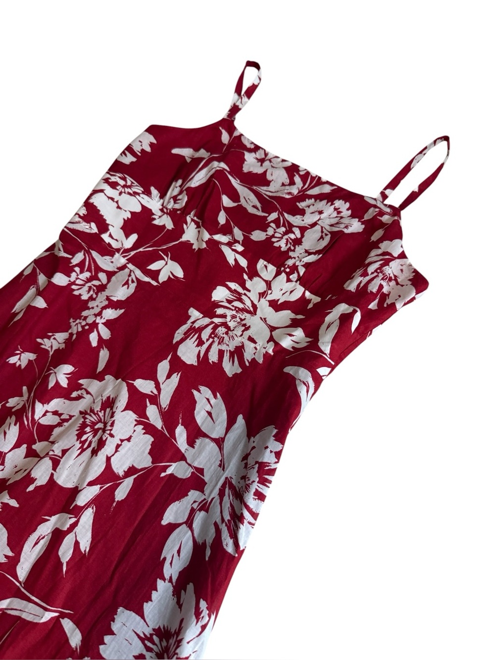 Madewell Square-Neck Tank Dress in Floral Red and White Size 2 - Picture 4 of 7